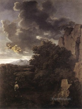  classical Canvas - Hagar and the Angel classical painter Nicolas Poussin